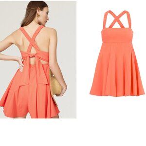XS - LOUNA - Coral Tie Back Romper Dress Rent the Runway RTR $130 msrp